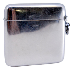 Silver Matchbox with Hinged Lid and Hanging Ring