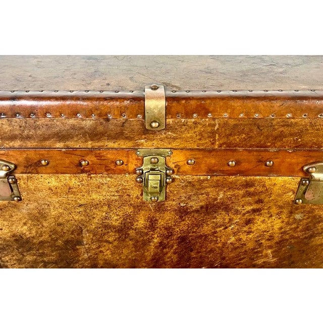 19th C. English Leather Coffee Table/Steamer Trunk For Sale In Los Angeles - Image 6 of 12