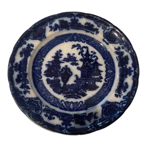 Blue Flow Ironstone the Temple by Podmore Walker & Co., Circa 1849