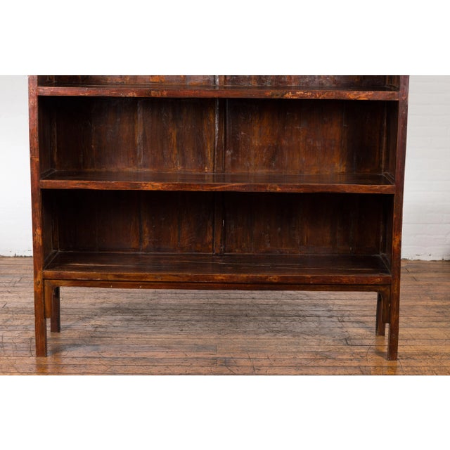 Chinese Qing Dynasty 19th Century Bookcase with Four Shelves and Dark Patina For Sale - Image 11 of 13
