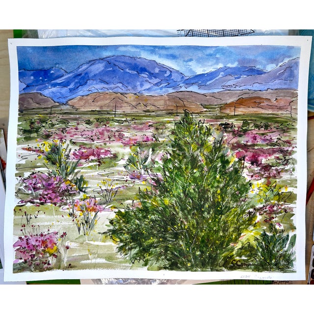 Giclee professional print of the watercolor painting “Creosote After the Rain”. Approximately 16 x 13 inches on archival...