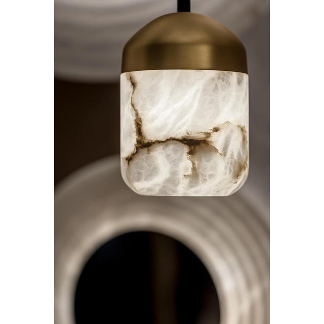 Set of 12 glans pendant lamps by united alabaster dimensions: ⌀ 12,5 x h 19 cm each materials: alabaster, copper (matt...