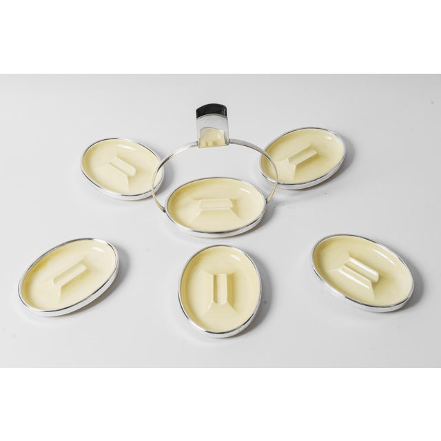 Art Deco ceramic - nickel conbination Ashtray set vienna around 1920s Original condition.