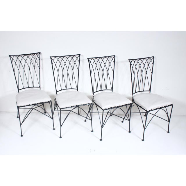 Set of 4 Black Iron Dining Side Chairs, C. 1980 For Sale - Image 17 of 18