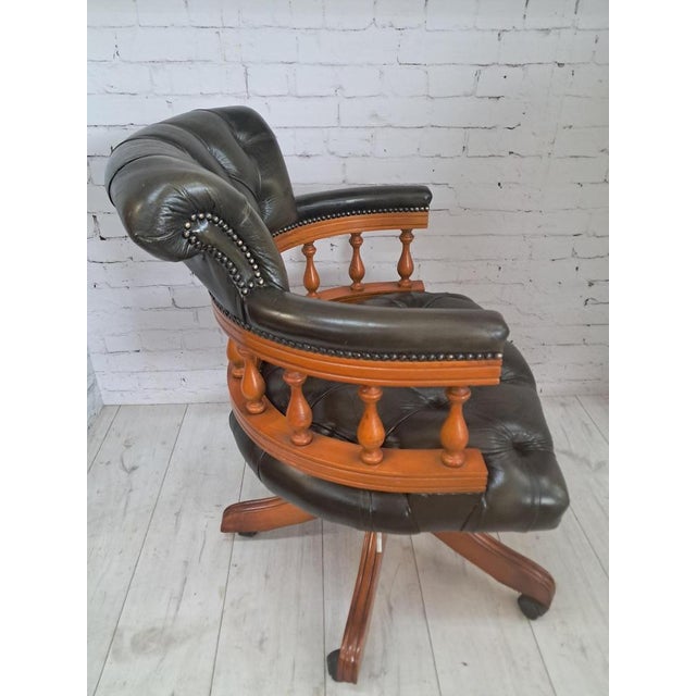 Vintage Chesterfield Chair in Green Leather, 1980s For Sale - Image 11 of 17