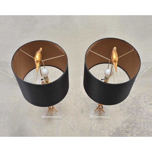 2000 - 2009 Gilt Resin and Lucite Ibis Table Lamps by Cyan Design - a Pair For Sale - Image 5 of 18