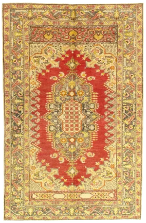 Late 19th Century Antique Turkish Oushak Lambswool Rug - 4′3" × 6′8″