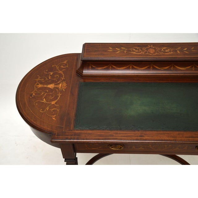 Antique Victorian Inlaid Writing Desk, 1880s For Sale - Image 6 of 13