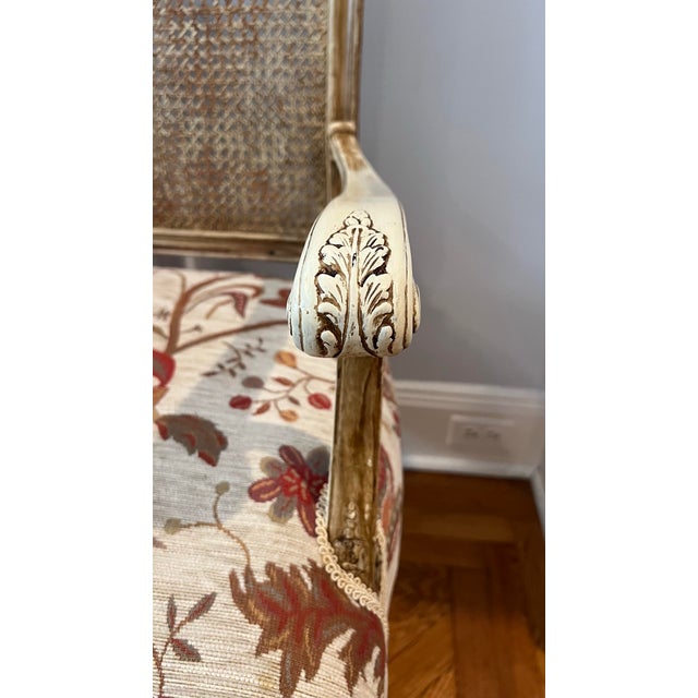 Wood Set of 6 Vintage Louis XVI Dining Chairs in Premium Tapestry Jacquard Fabric For Sale - Image 7 of 12