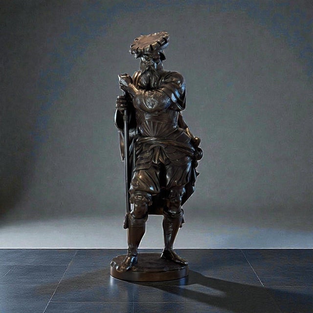 Antique 25" French Bronze: "The Landsknecht" by Albert-Ernest Carrier-Belleuse For Sale - Image 4 of 18