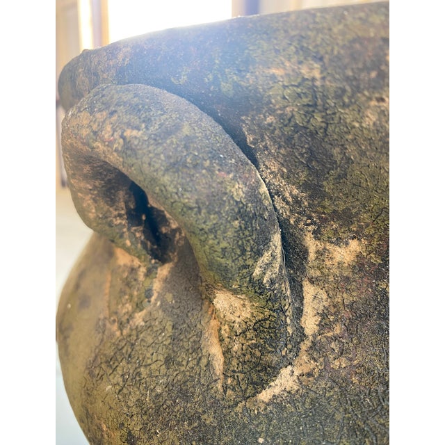 Ceramic Green Terra Cotta Moroccan-Style Handled Planter For Sale - Image 7 of 12