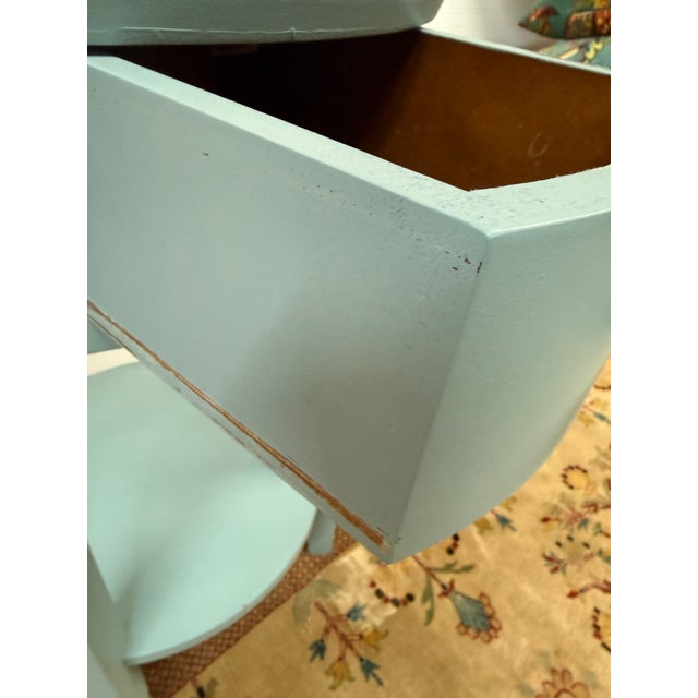 Aqua Transitional Aque Side Table With Drawer For Sale - Image 8 of 12