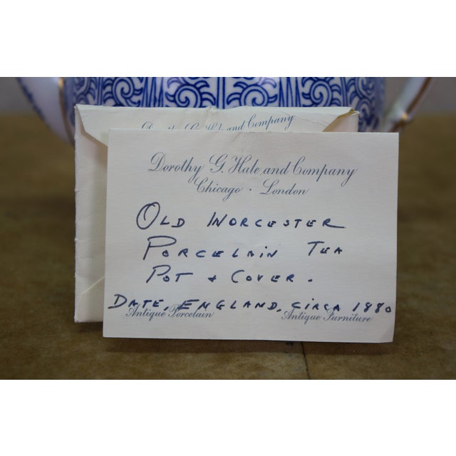 1880 Antique Old Worcester Porcelain Queens Royal Lily Blue & White Teapot 7" For Sale - Image 17 of 18