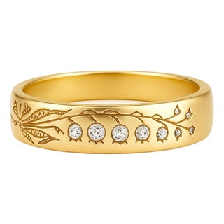 Lily of the Valley Silver, Gold Ring, Size 10 For Sale