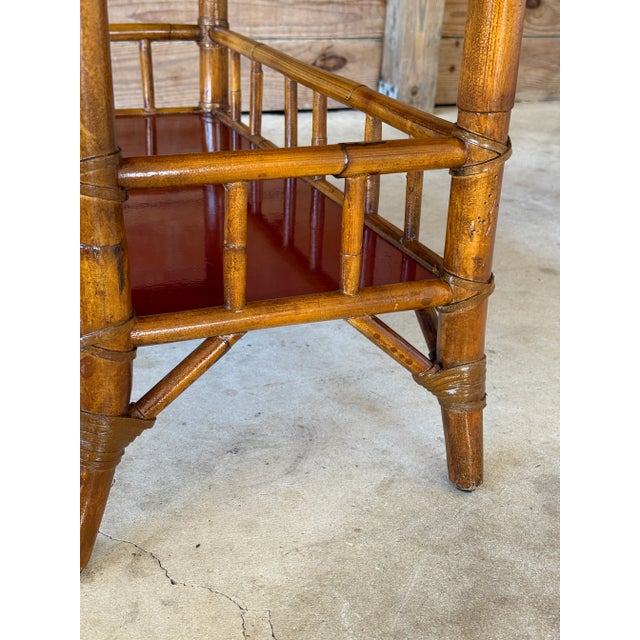 Red Late-20th Century Faux Bamboo and Red Lacquer Desk by Baker Furniture For Sale - Image 8 of 12
