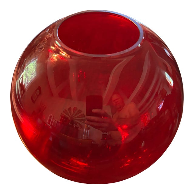1970s Garnet Red Bowl Vase For Sale