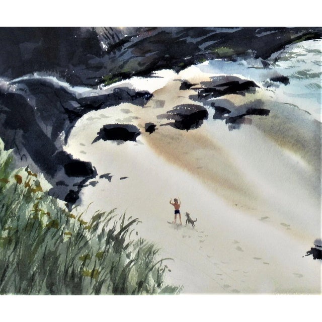 Wayne Carl Lacom, "Coastal Scene with Figures", Circa 1970 For Sale - Image 4 of 7