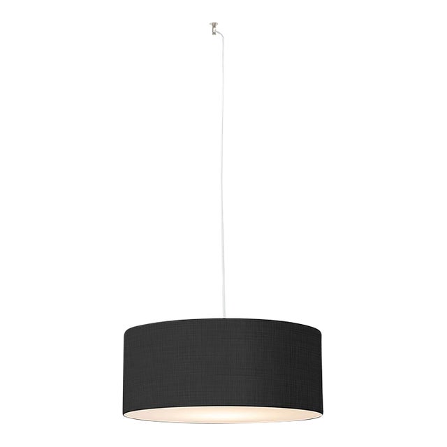 Stretch Swag Lamp, Black Linen Shade, Satin Nickel, for Living Room or Bedroom For Sale