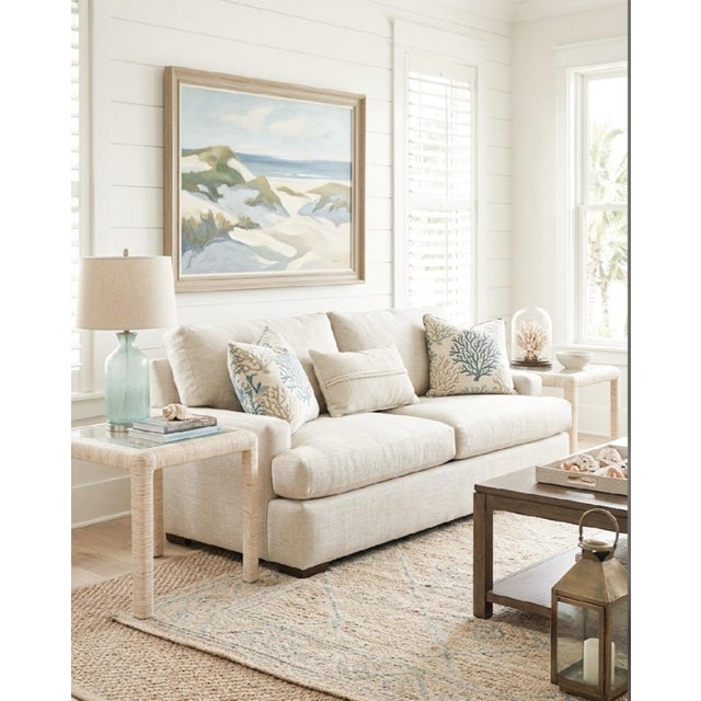 Vintage Coastal White Wash Rattan Wrapped Glass Top Rectangular Side Tables- A Pair For Sale In West Palm - Image 6 of 6