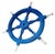 Antique Vintage Nautical Handcrafted Blue Wooden Ship Wheel With Aluminium Hub & Handle For Sale - Image 6 of 6