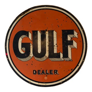 1930s Vintage Gulf Dealer Sign For Sale
