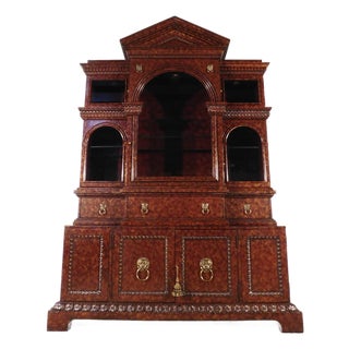 Maitland Smith Biedermeier French Empire Tortoiseshell Breakfront Liquor Cabinet For Sale