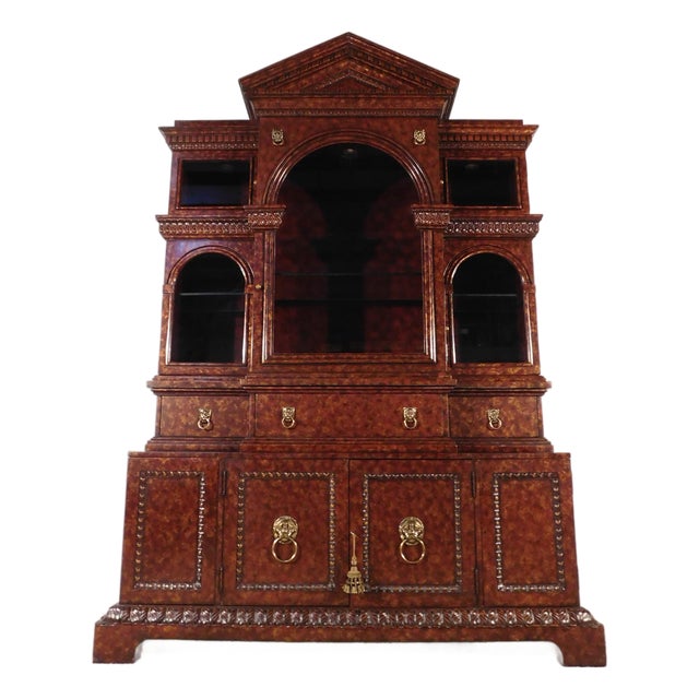 Maitland Smith Biedermeier French Empire Tortoiseshell Breakfront Liquor Cabinet For Sale
