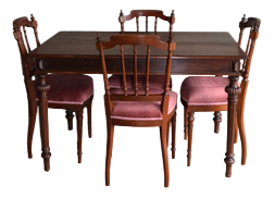 Antique Mahogany Dining Table & Chairs, Set of 5