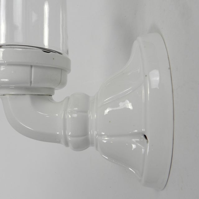 Porcelain Wall Lamp with Transparent Glass Shade, 1930s For Sale - Image 16 of 18