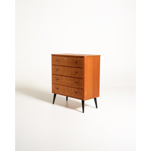 Scandinavian Teak Chest of Drawers with Black Legs, 1950s For Sale - Image 3 of 10