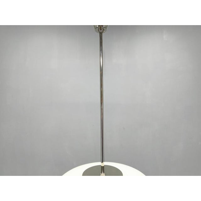Art Deco Pendant Light in Chrome & Milk Glass, 1970s For Sale - Image 6 of 12