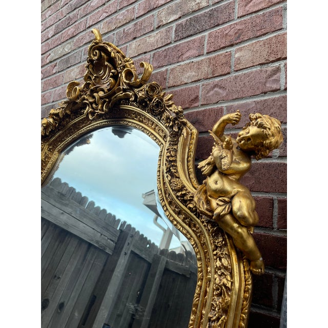 Gorgeous Monumental Louis XV Style Gilt Floor Mirror For Sale - Image 11 of 12