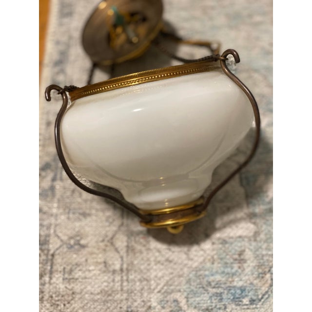 Vintage Ceiling Light Fixture 4 Chain Hanging Globe Dutch Colonial For Sale In Pittsburgh - Image 6 of 10