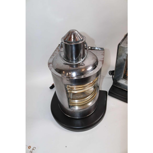 Polished Steel Ships Port and Starboard Lanterns For Sale - Image 4 of 10