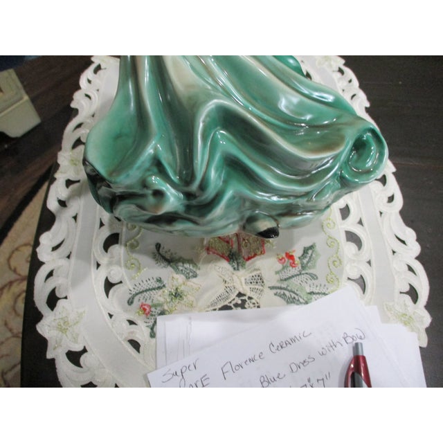 Green 1950s Harder to Find Florence Ceramics Ava Pasadena California Dance Spanish Girl Bowl For Sale - Image 8 of 14