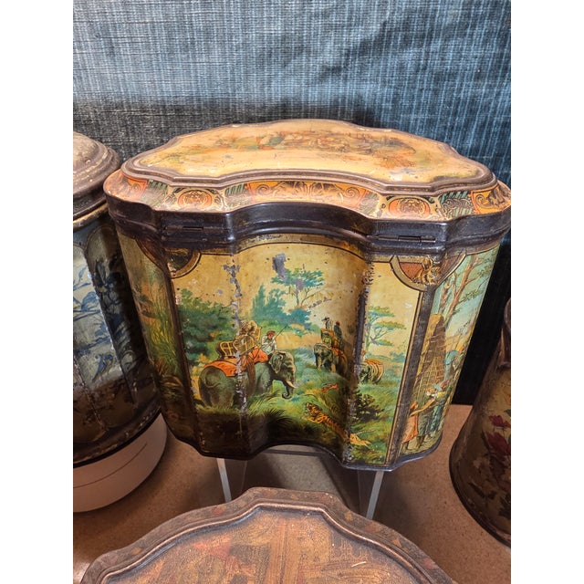 Yellow Collection of Antiques Tole Containers For Sale - Image 8 of 16