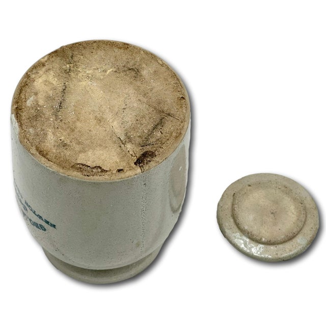 Antique Massachusetts 1 Quart Size Stoneware Oyster Crock - Jar With Hard to Find Original Lid - Circa 1890s For Sale - Image 18 of 18