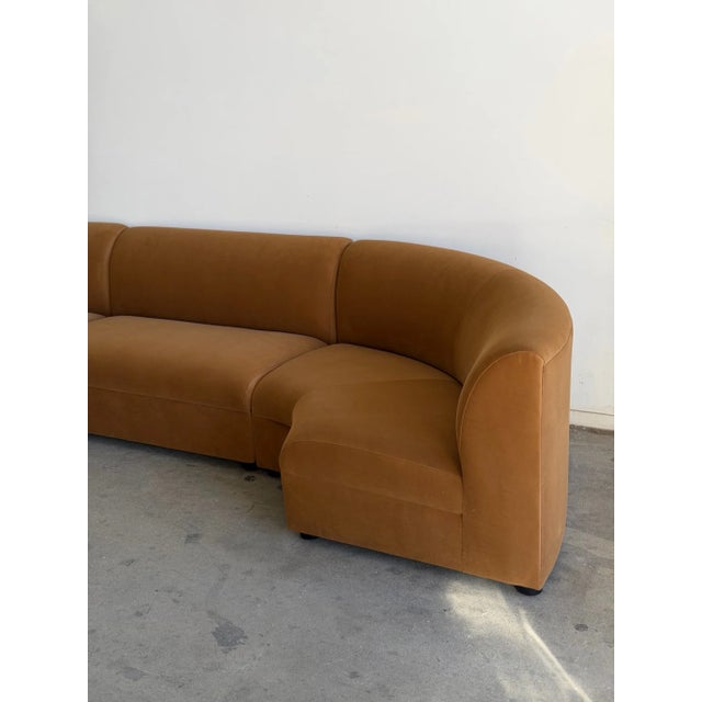 Sculptural Curved Sectional in Camel Velvet - Made to Order For Sale In Los Angeles - Image 6 of 14