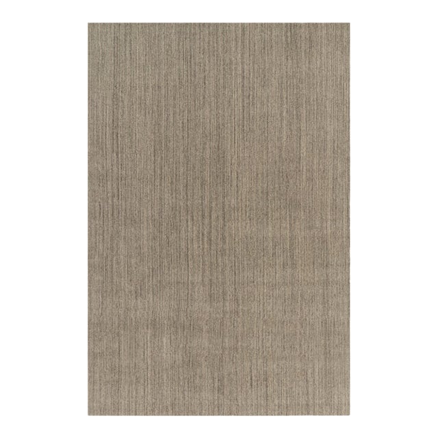 Rug & Kilim’s Oversized Modern Textural Rug With Beige and Gray Striae - 12x18 For Sale