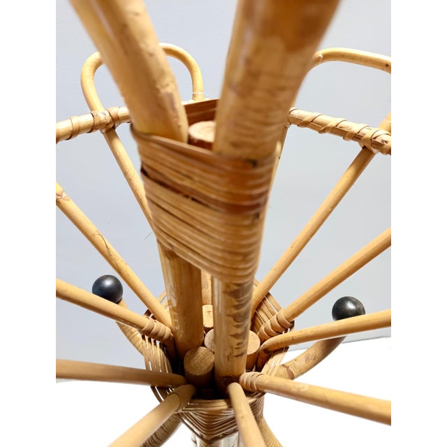Wood Wicker and Bamboo Coat Rack attributed to Fratelli Castano, Italy, 1970s For Sale - Image 7 of 14