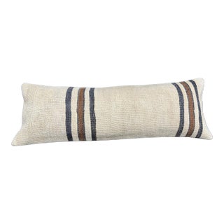 Turkish Hemp Pillow Cushion Natural Beige Black Cushion Cover 14x40 For Sale