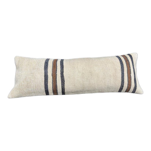 Turkish Hemp Pillow Cushion Natural Beige Black Cushion Cover 14x40 For Sale