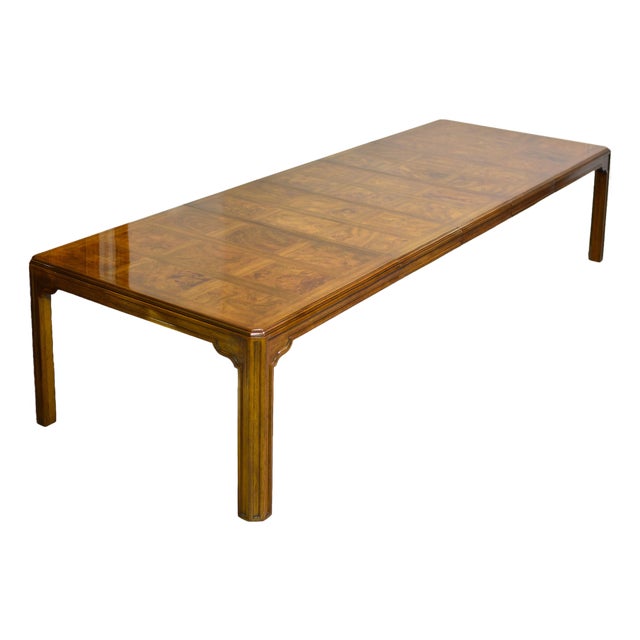 Mid-Century Chin Hua Burlwood Extendable Dining Table Corinthian Collection by Drexel Heritage 141" For Sale