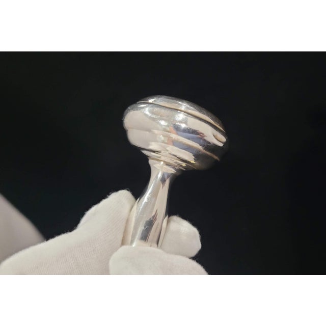 Mid 20th Century Mid-Century Tiffany & Co. Sterling Silver Barbell Baby Rattle Monogramed 3.5 In For Sale - Image 5 of 9