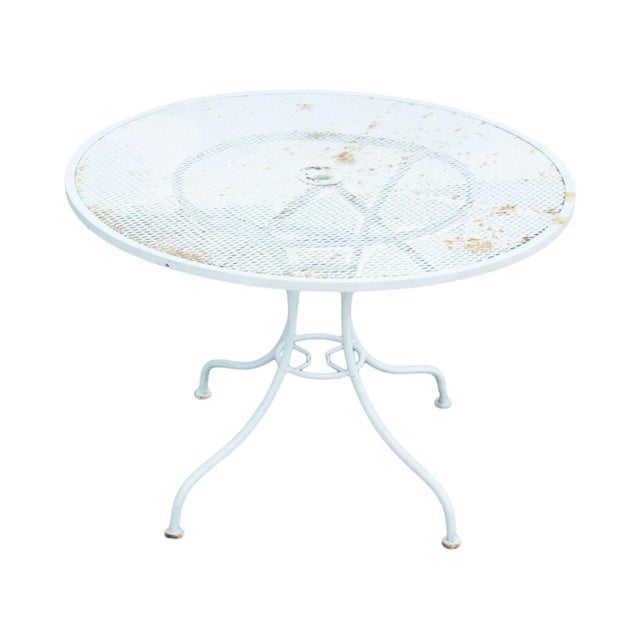Vintage Wrought Iron Round Patio, Garden Dining Table For Sale - Image 13 of 13