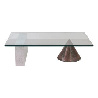 Kono Table in Carrara Marble and Copper by Massimo Vignelli for Casigliani, 1970s For Sale
