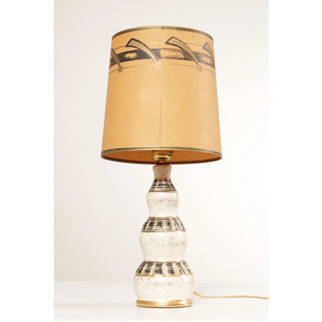 Mid-Century Modern Mid Century Modern Ceramic Table Lamp with Drum Shade For Sale - Image 3 of 13