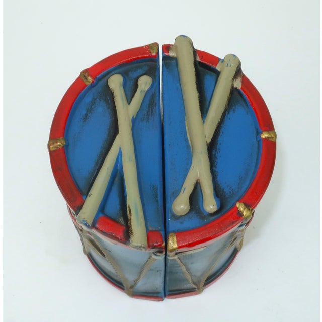 Patriotic Continental Americana Drum Bookends, a Pair For Sale - Image 4 of 9