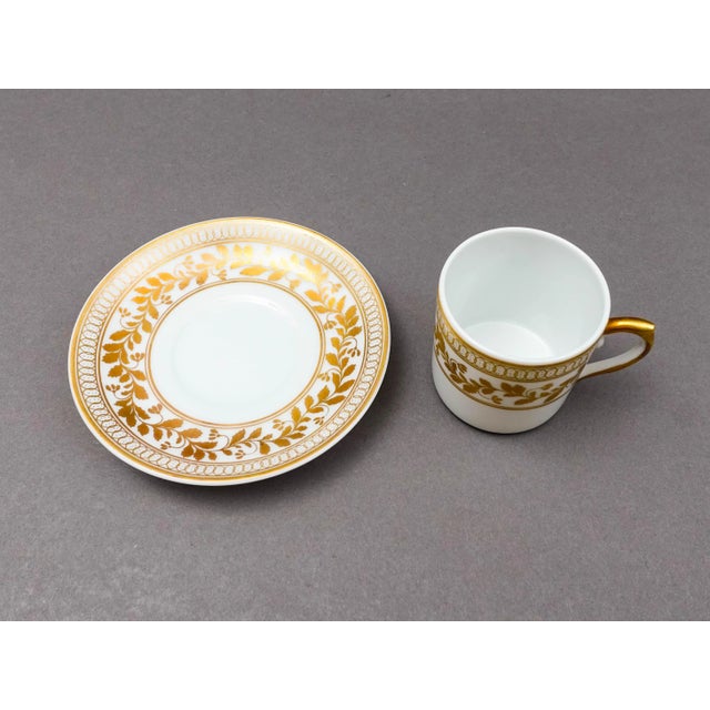 Vista Alegre Portugal Anna White & Gold Porcelain Espresso Cup & Saucer Set- 12 Pieces For Sale - Image 10 of 12