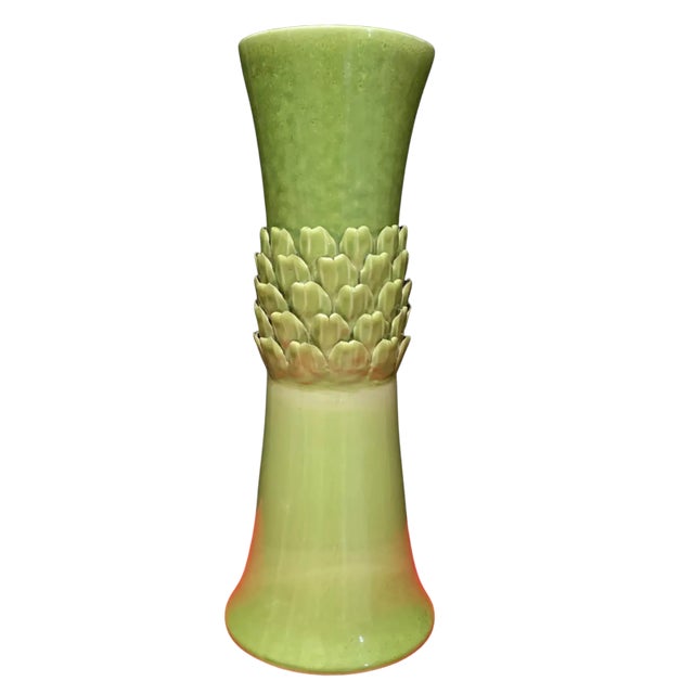 Asparagus Green Ceramic Floor Vase For Sale - Image 4 of 12